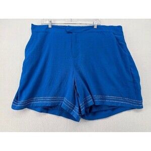 Women's Ashley Stewart Royal Blue Rayon Shorts Lined Rhinestone Detail Size 22